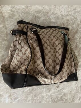 Gucci Brown Canvas/Leather Full moon Tote Bag. Authentic!